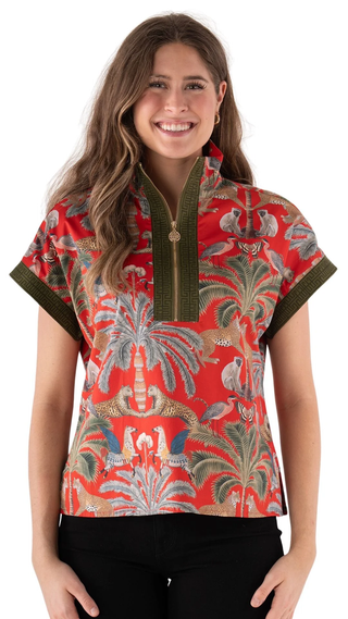 Red quarter zip pullover