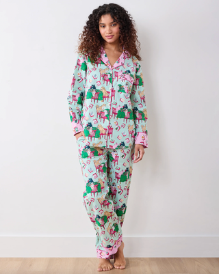 Mahjong Menagerie Long PJ Set in Pale Jade