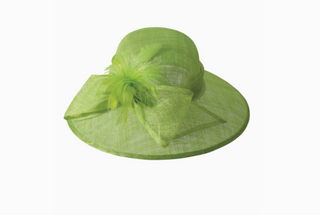 Feather Bow Sinamay Sunhat in Lime