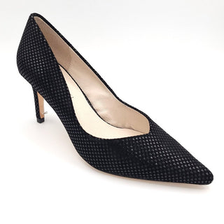 Franky Heel in Black Micro Heart Suede