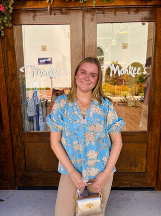 Sallie Top in Carolina Bird Toile