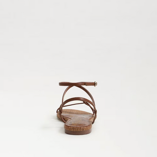 Ellina Strappy Flat Sandal in Rich Cognac Leather