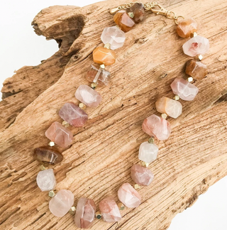 Chunk Statement Brass Necklace in Sponge Coral