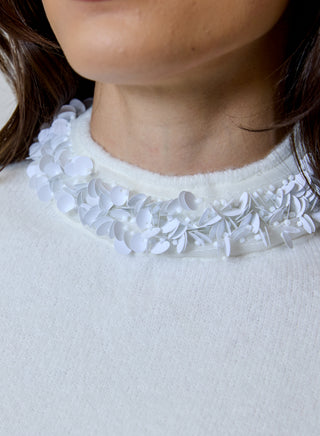 Paillette Trim Sweater in Winter White