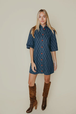 Dani Dress in Textured Denim