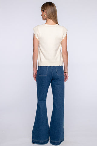 Heather Convertible Sweater in Ivory