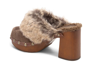 Fadia Suede Leather Sandals in Dark Brown