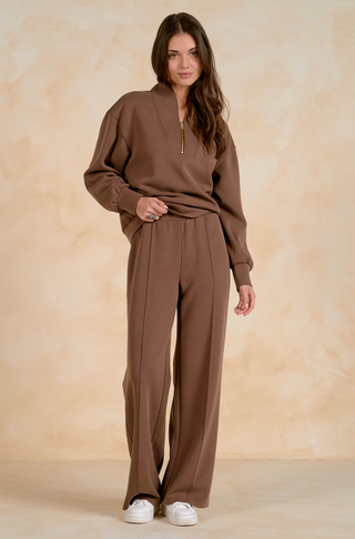 3/4 Zip Pullover in Light Brown