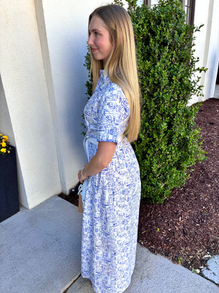 Elle Maxi Dress in Roam Santorini