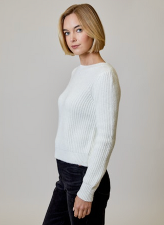 Sequin Bow Sweater in Winter White