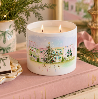 Rainbow Row Christmas Candle
