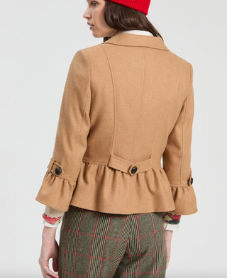 Ruffle Sleeve Jacket in Beige Tweed