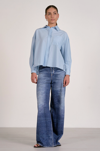 Button Down Top in Light Blue