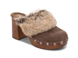 Fadia Suede Leather Sandals in Dark Brown