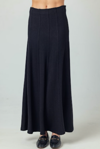 Black Maxi Skirt in Waffle Knit 