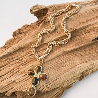 Esther Cross in Tigers Eye/Gold