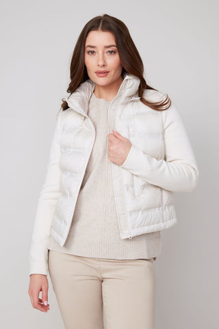 Woven Puffer Jacket in Ivory