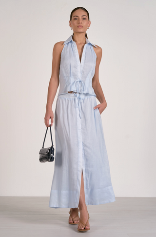 Button Down Maxi Skirt in Light Blue