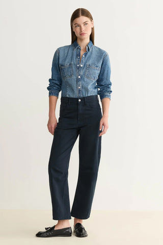 Navy barrel high waisted jeans