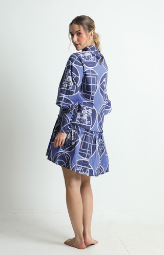 Fiona Mini Dress in Circles Blue