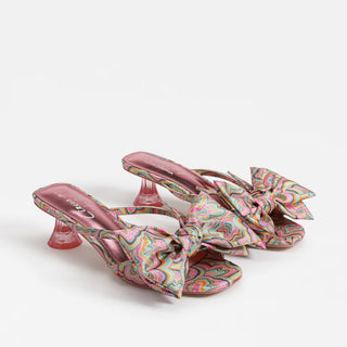 Natalina Kitten Heel Mule in Pink Sorbet Multi