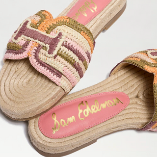 Miya Slide Sandal in Indie Pink Multi Faux Raffia