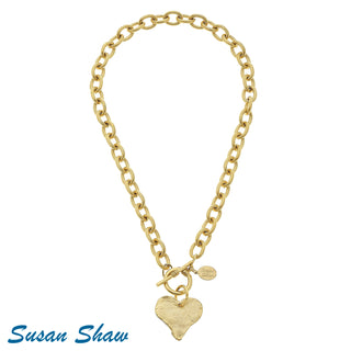Handcast Gold Heart Toggle Necklace
