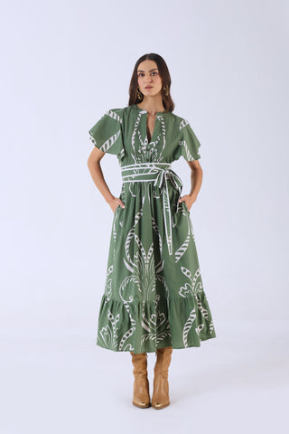 Leni Dress in Fountain Green