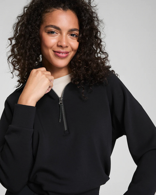 Spanx Air Essentials Half Zip in Very Black