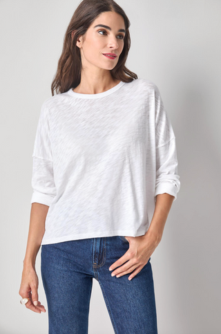 Long sleeve white crewneck tee