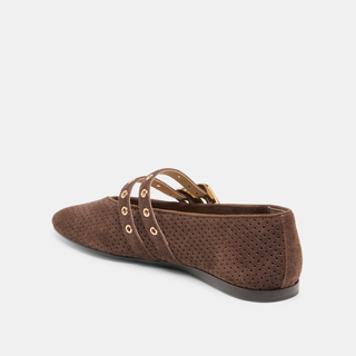 Baylee Grommet in Dark Brown Perforated Suede
