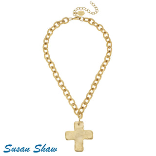 Handcast Gold 15" Cross Necklace