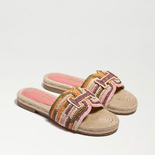 Miya Slide Sandal in Indie Pink Multi Faux Raffia