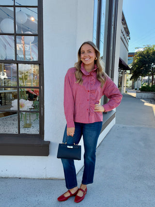 Cotton Blouse in Red Gingham