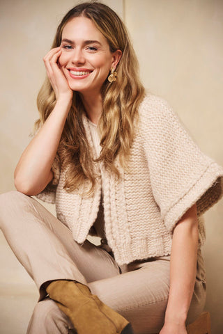 Cardigan Gilet in Sand Melange