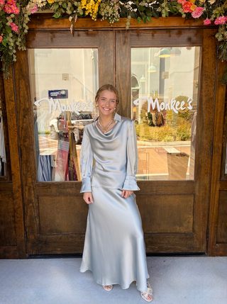 Astrid Charmeuse Blouse in Silver