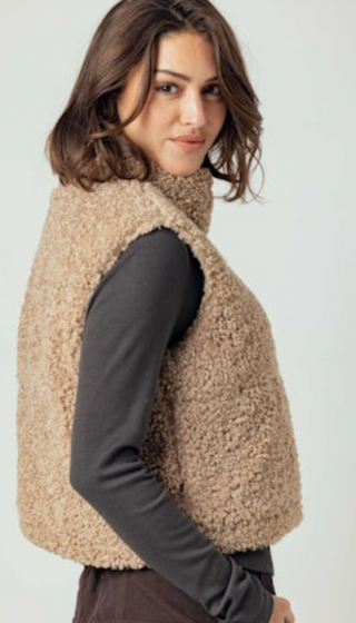 Sherpa Cecily Vest in Latte