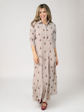 Alexa Dress in Brown Stripe