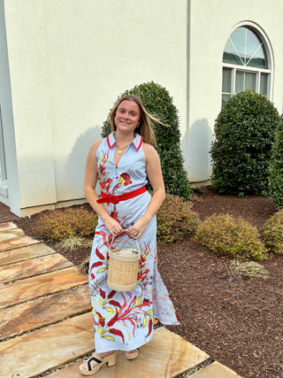 Midi dress in blue floral