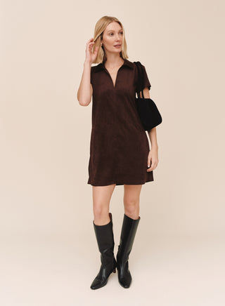 Short Sleeve Pullover Dress in Dark Roast