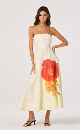 Ximena Dress in Red Yellow Floral