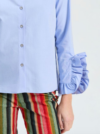 Long Ruffle Shirt in Blue