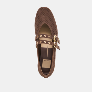 Baylee Grommet in Dark Brown Perforated Suede