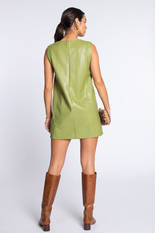 Ellie Dress in Solid Olive Leather