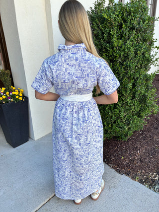 Elle Maxi Dress in Roam Santorini