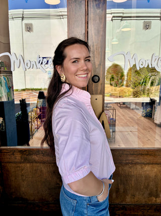 Short Sleeve V-Neck Top in Pink