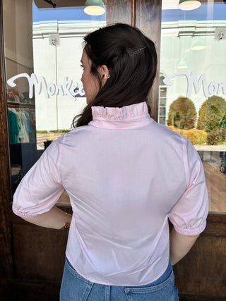 Short Sleeve V-Neck Top in Pink