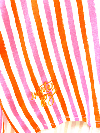 Pajama Short Set in Coral Pink Stripe