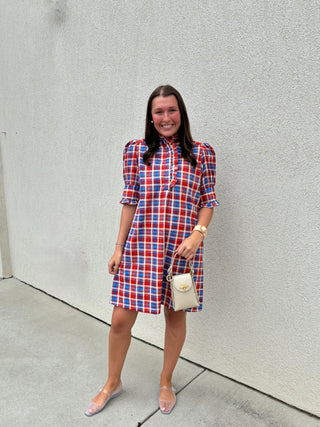 Westport Dress in Tomato Plaid