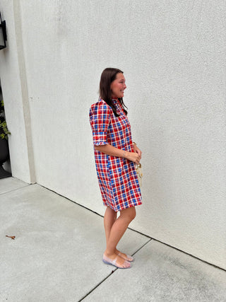 Westport Dress in Tomato Plaid